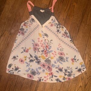 Rewind Gray Tank Top with Floral Accent